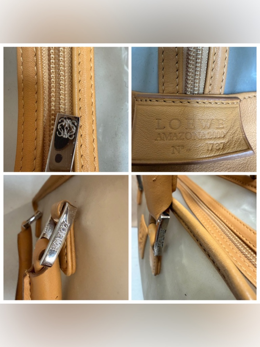 Loewe Amazona PVC & Tan Leather Satchel Top Handle w/ Pouch - Picture 12 of 14